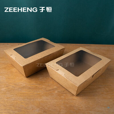 علبة ورق الكرافت البني للنوافذ سمكها 337 غرام مع طبقة PE قابلة لإعادة التدوير